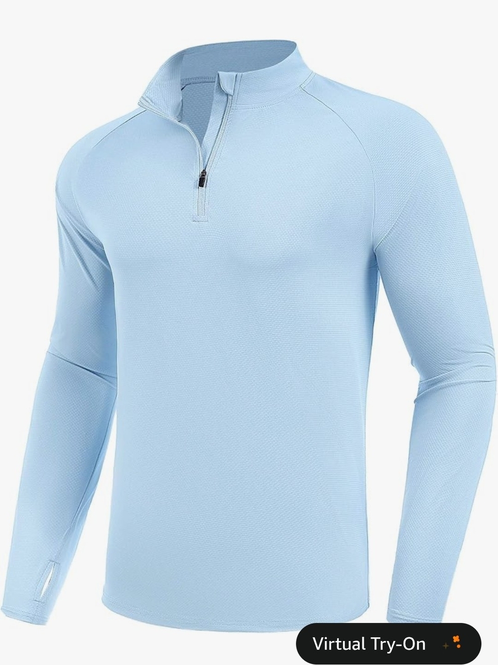 PINSPARK Men's UV Long Sleeve Quarter Zip Pullover Rash Guard XL